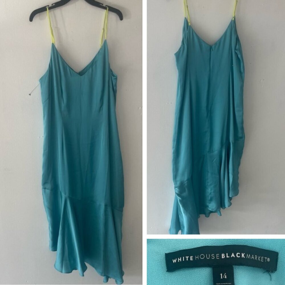 New! White House Black Market WHBM Blue Mykonos Maxi Slip Dress NWT 27079